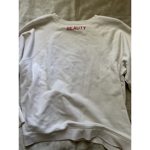 J. Crew Beaute Rose Gold Graphic Sweatshirt Size 2 XL Off White Pink - Picture 11 of 15